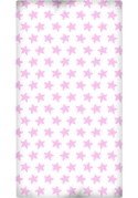 Drap Housse imprimé Coton ÉTOILES rose - fond blanc Drap Housse imprimé Coton ÉTOILES rose - fond blanc