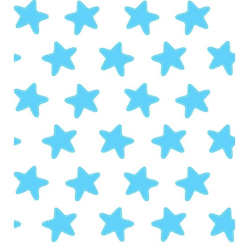 Drap Plat imprimé Coton ÉTOILES bleu - fond blanc 2