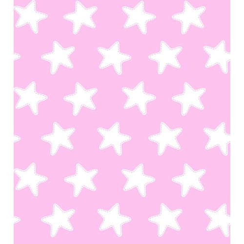 Drap Plat imprimé Coton ÉTOILES blanc - fond rose 2