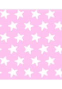 Drap Plat imprimé Coton ÉTOILES blanc - fond rose