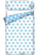 Housse de Couette Réversible Coton ÉTOILES bleu - fond blanc