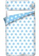 Housse de Couette Réversible Coton ÉTOILES bleu - fond blanc