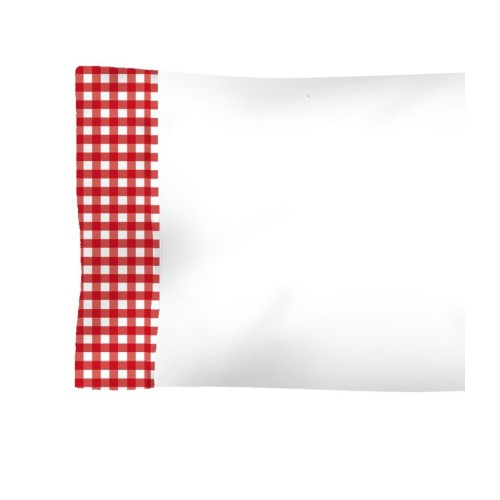 Taie D'oreiller Coton et VICHY CARRÉ ROUGE - taille 60 x 60 cm