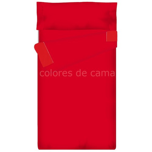 Prêt à dormir Zippé et Extensible - UNI ROUGE - 80 x 210 x 13 cm - couette 4 saisons