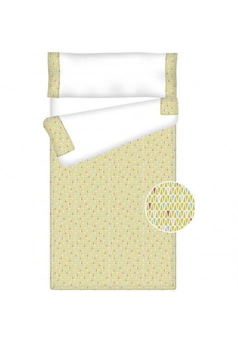 Prêt à Dormir Zippé et Extensible Coton CHAMBA PAILLE - 135 x 205 x 10 cm - Avec Formes Spéciales et Couette 4 saisons