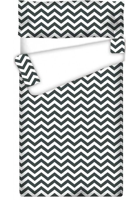 Prêt à Dormir Zippé et Extensible Coton ZIG ZAG GRIS ANTHRACITE