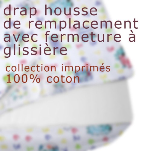 Drap housse de remplacement avec fermeture à glissière pour Prêt à Dormir IMPRIMÉS COTON