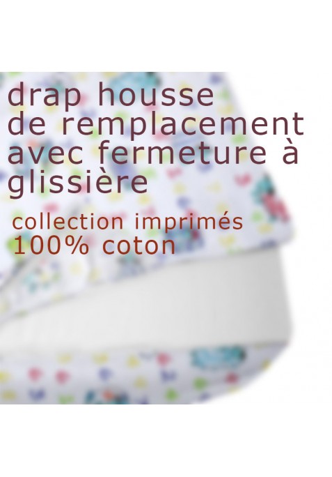 Drap housse de remplacement avec fermeture à glissière pour Prêt à Dormir IMPRIMÉS COTON