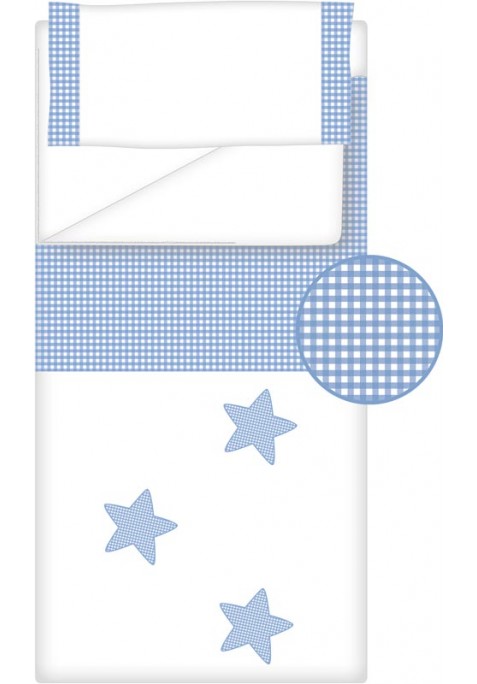 Prêt à Dormir Zippé Non-Extensible Coton et Vichy Carré – Dpkes STELLA bleu clair