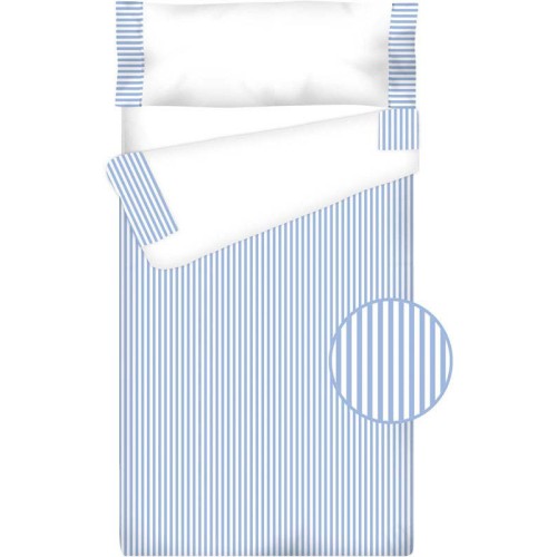 Prêt à Dormir Zippé et Extensible Coton – VICHY RAYURE bleu clair