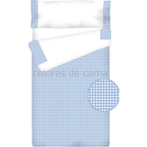Prêt à Dormir Zippé et Extensible Coton – VICHY CARRÉ bleu clair