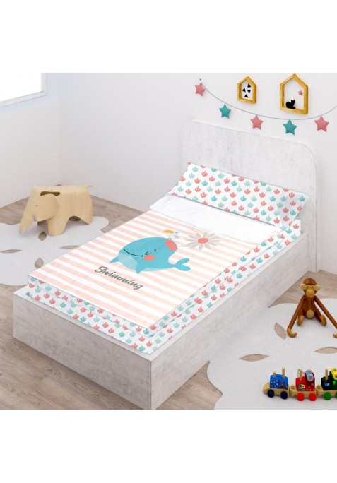Prêt à Dormir Zippé et Extensible Coton DESSIN PLACÉ - WHALE